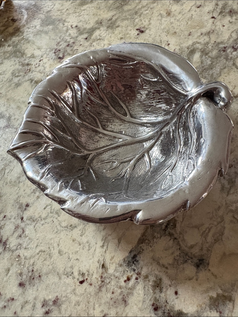Polished Silver Leaf Decorative Bowl - Home Art Sculpture